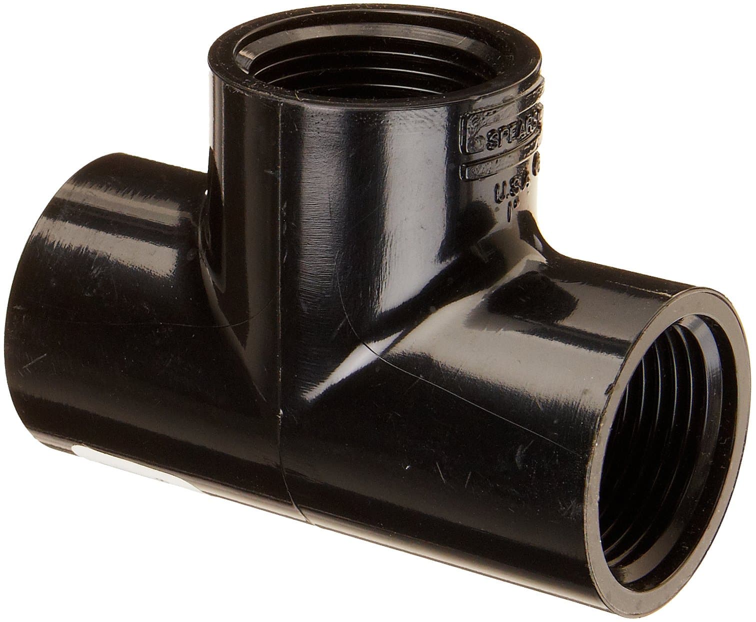 Spears 405-B Series PVC Pipe Fitting, Tee, Schedule 40, Black, 1" NPT Female