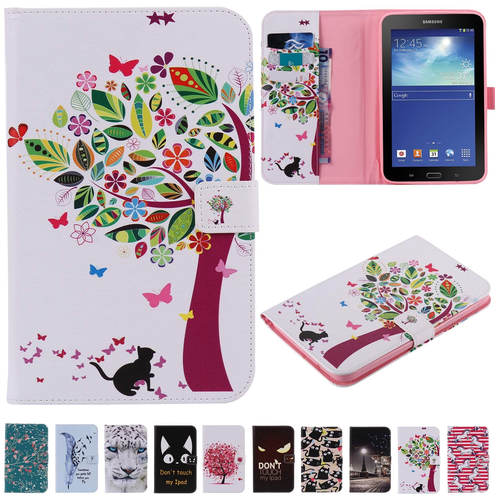 Case for Galaxy Tab E Lite 7.0, Slim Lightweight PU Leather Stand Case Card Slot Case for Samsung Galaxy Tab E Lite 7.0 SM-T113/Tab 3 Lite 7.0 SM-T110/SM-T111 7-Inch Tablet (Green)