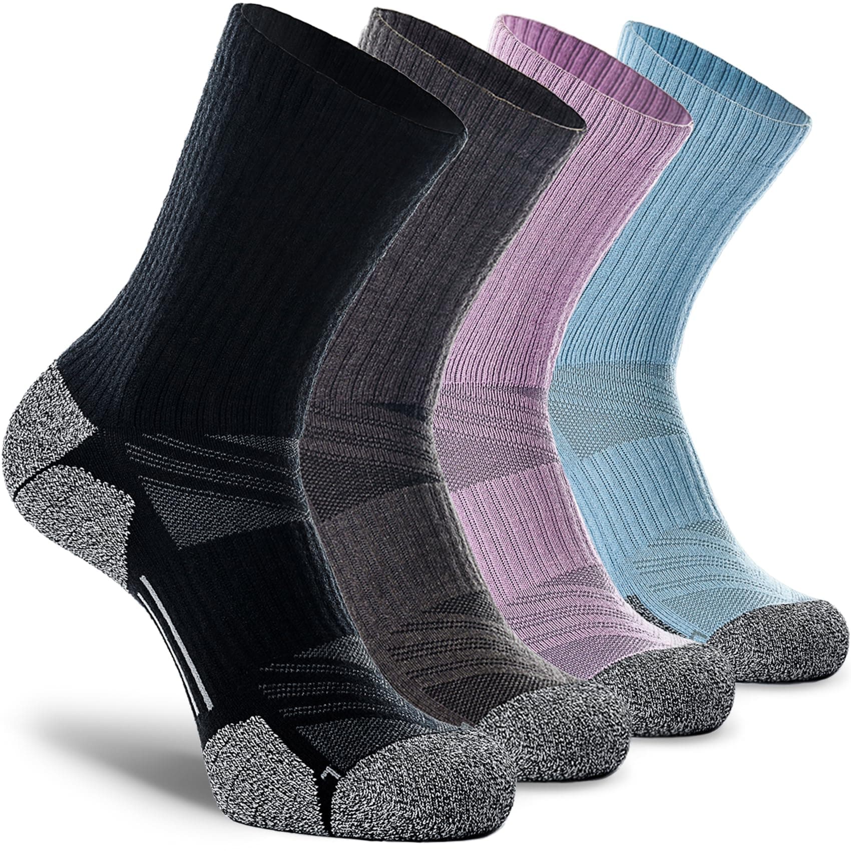 Crew Hiking Socks, Cushion, Moisture Wicking, Arch Compression Boot Socks