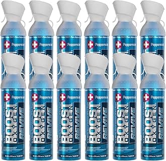 Boost Oxygen Large Revive Peppermint Aroma 10L Canister | Respiratory Support for Aerobic Recovery, Altitude, Performance & Health (12 Pack)