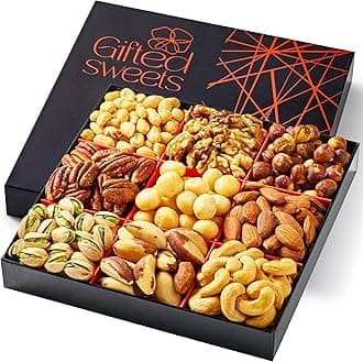 Nuts Gift Box - 9 Variety - Gourmet Nut Gift Basket - Healthy Nut Gift Tray - Holiday Premiun Gourmet Nuts