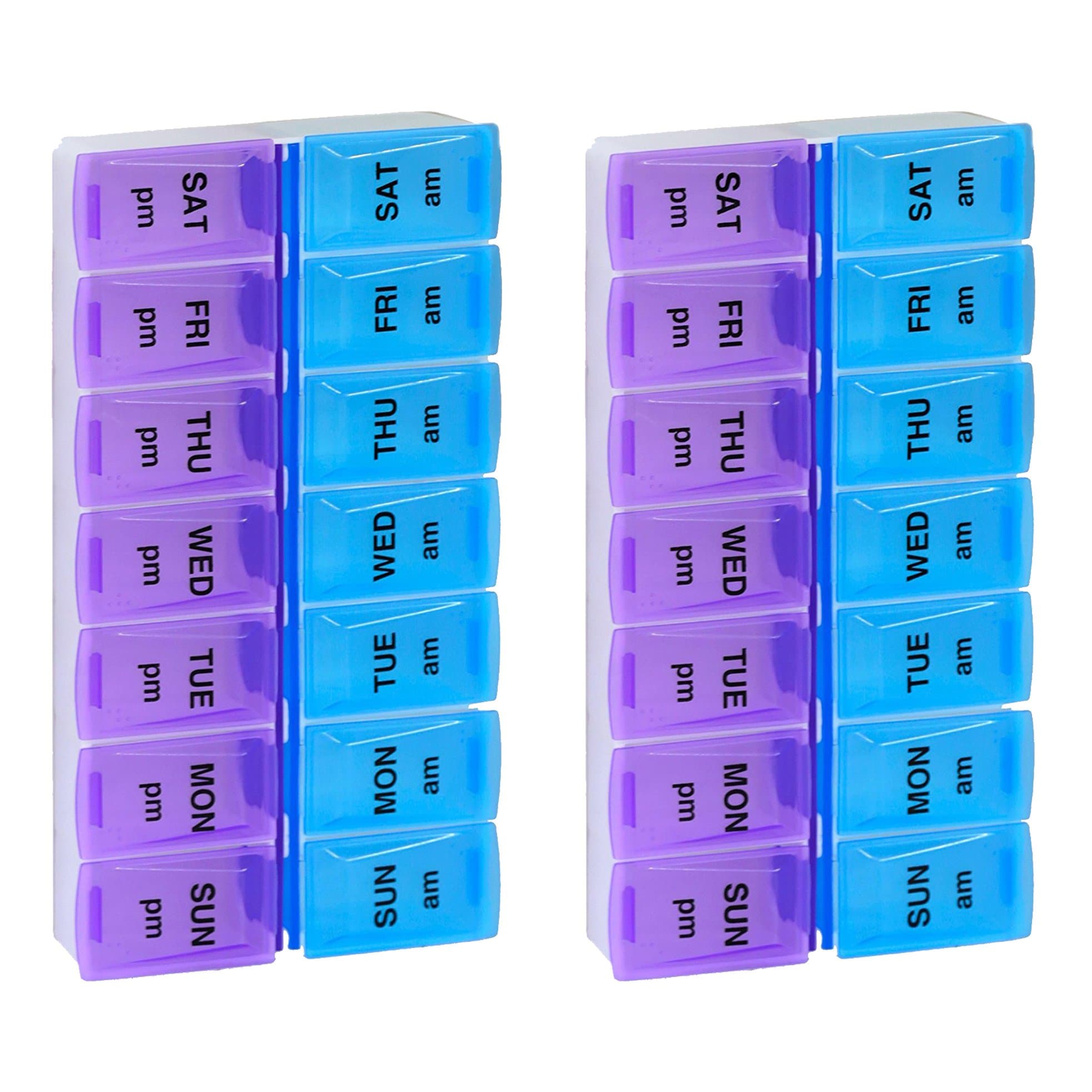 Comicfs Weekly Pill Box - 7 Day Pill Organizer, Weekly AM/PM Pill Box with 14 Compartments, Large Pill Case Twice a Day, Pack of 2 (Twice a Day)