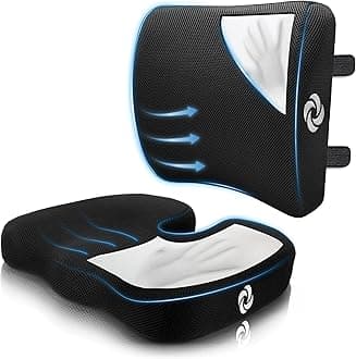 Samsonite – 2 in 1 – Lumbar Support and Seat Cushion, High Grade Motion Balanced Memory Foam, Fits Most Office Chairs and Car Seats, Elevate Your Work & Life and Enhances Focus Throughout Your Day