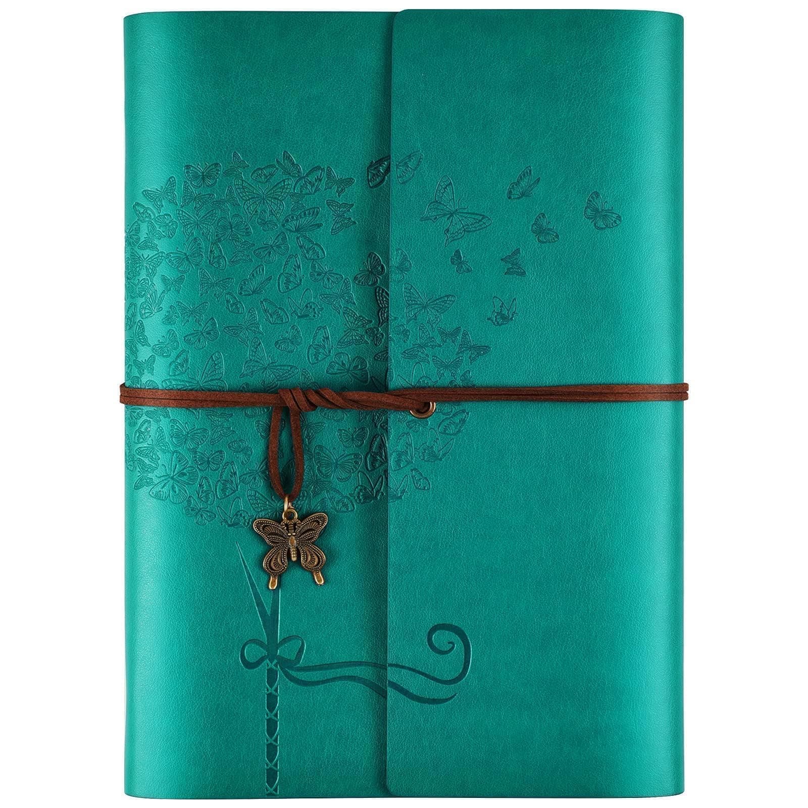 OMEYA Leather Journal Notebook, Refillable Writing Journal Diary Planner，Gifts For Women,Men, Girls, Sister, Friends (Blue, A5-9.3''×6.3'')