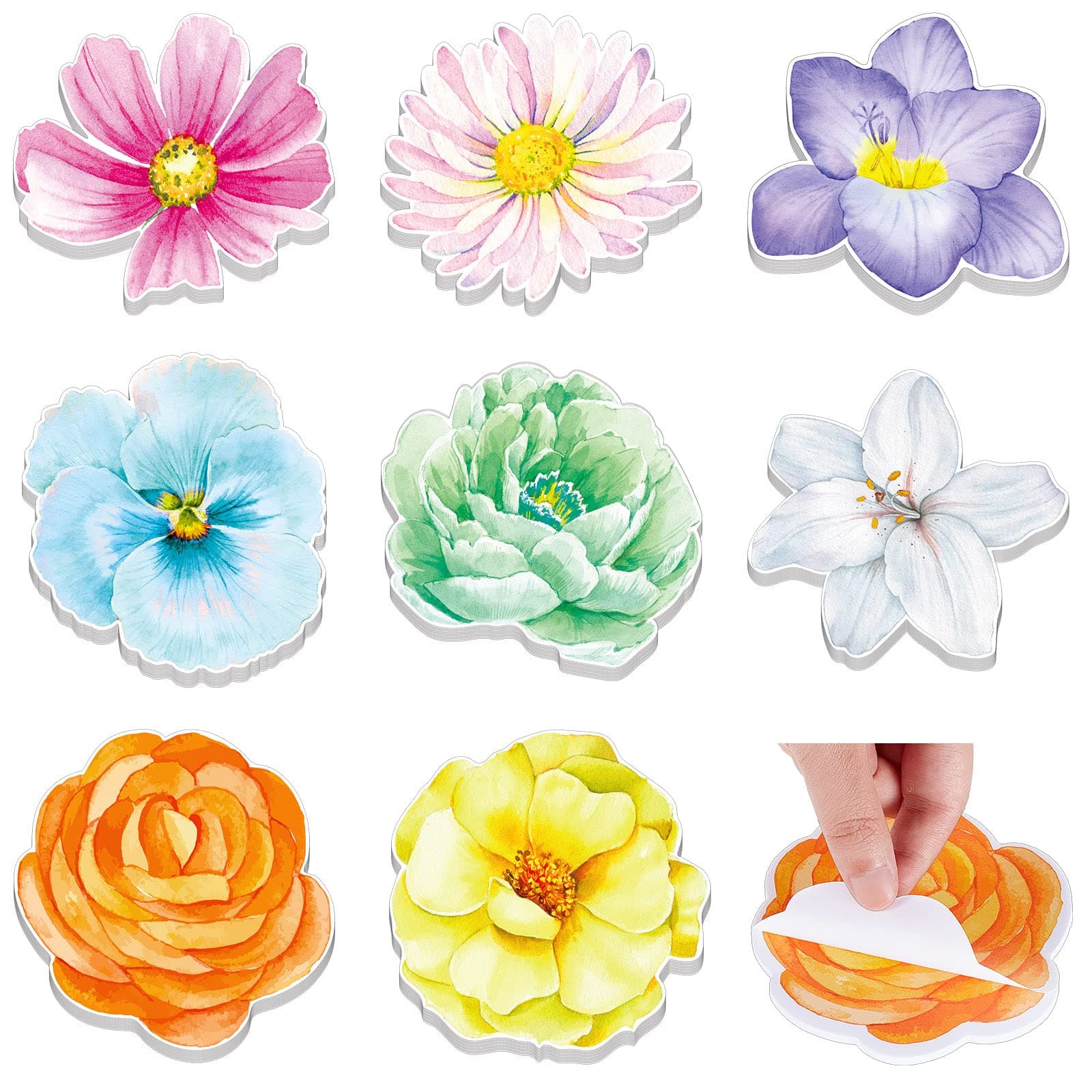 8 Packs Sticky Notes Watercolor Flower Post Sticky Notes Self Sticky Note Pads 3.2 x 3.2 Self Adhesive Paper Memo Pads for Reminders Studying School Office Home Notebook Supplies 30 Sheet/Pad