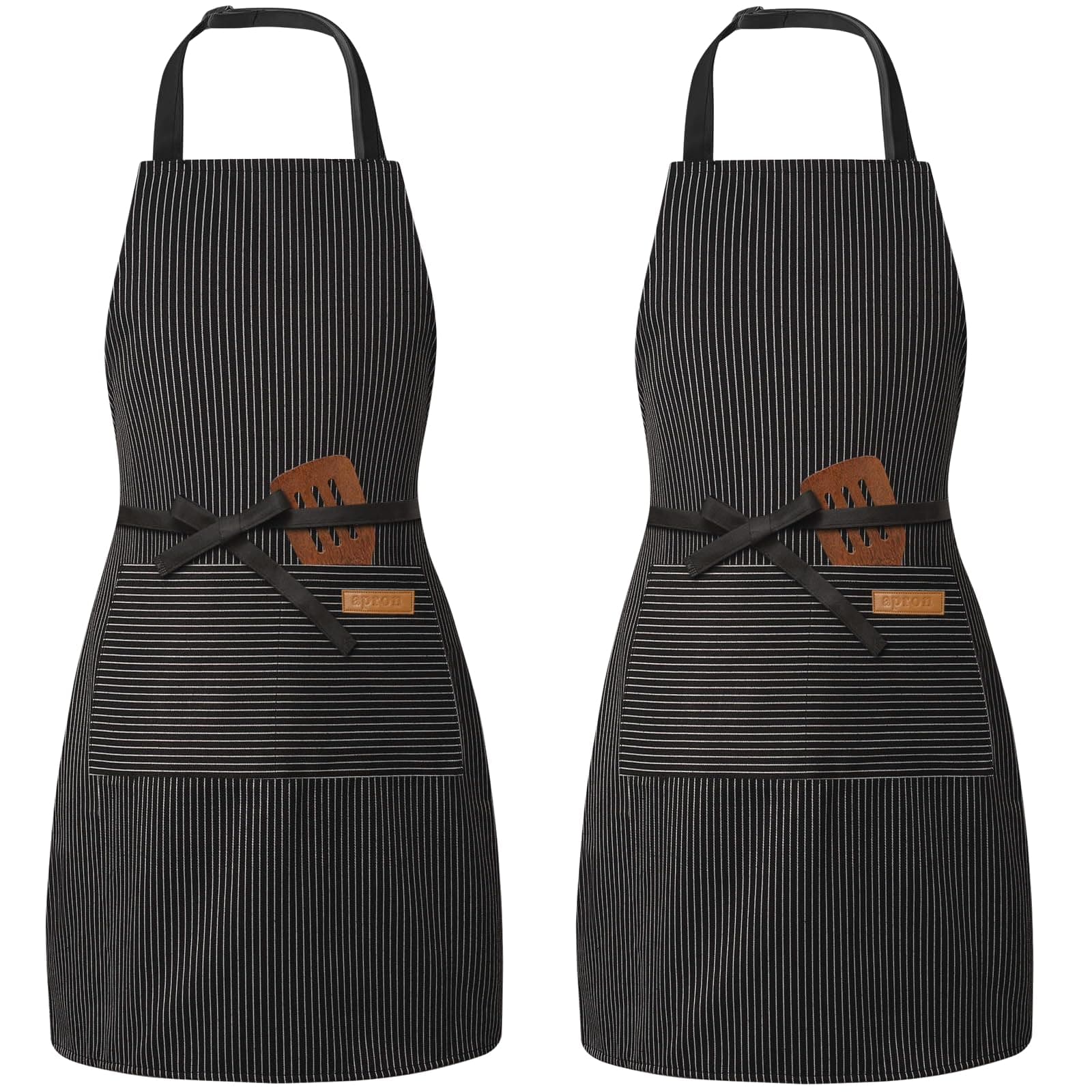 BeLuyi 2 Pack Adjustable Bib Apron with 2 Pockets Chef Cooking Kitchen Restaurant Aprons for Women Men