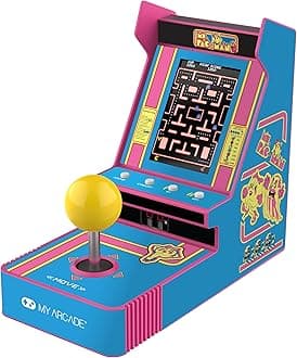 Ms. Pac-Man Joystick Player: Arcade Classics, Retro Games, Mini Video Game Console, 2 Game Modes, Birthday Gifts