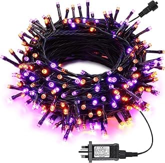 Joomer Halloween Decorations String Lights Outdoor, 20M/66Ft 200 LED Orange Purple Fairy Lights Mains Powered, 8 Modes LED Halloween Decor Plug in Waterproof with Timer for Indoor Window Garden Party [Energy Class E]