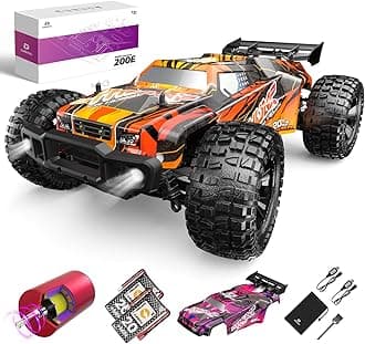 200E 2021 Upgraded Large Brushless RC Cars for Adults,1:10 Scale 65 KM/H High Speed Remote Control Car,Extra Shell LED Headlight All Terrain Off Road Monster RC Truck for Boys,2 Battery 40+ Min
