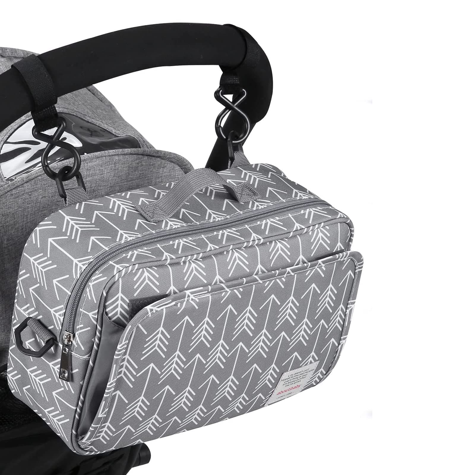 Universal Stroller Caddy Accessories All-in-One Baby Organizer with Insulated Pocket,Capacity for Diapers, Toys & Snacks, Dark Gray