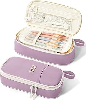 Cute Pencil Case, Aesthetic Pen Pouch, Colored Large Pencil Bag with Zipper, Kawaii Stationery Storage and Organizer, School Supplies for Teen and Adult Girls, Purple