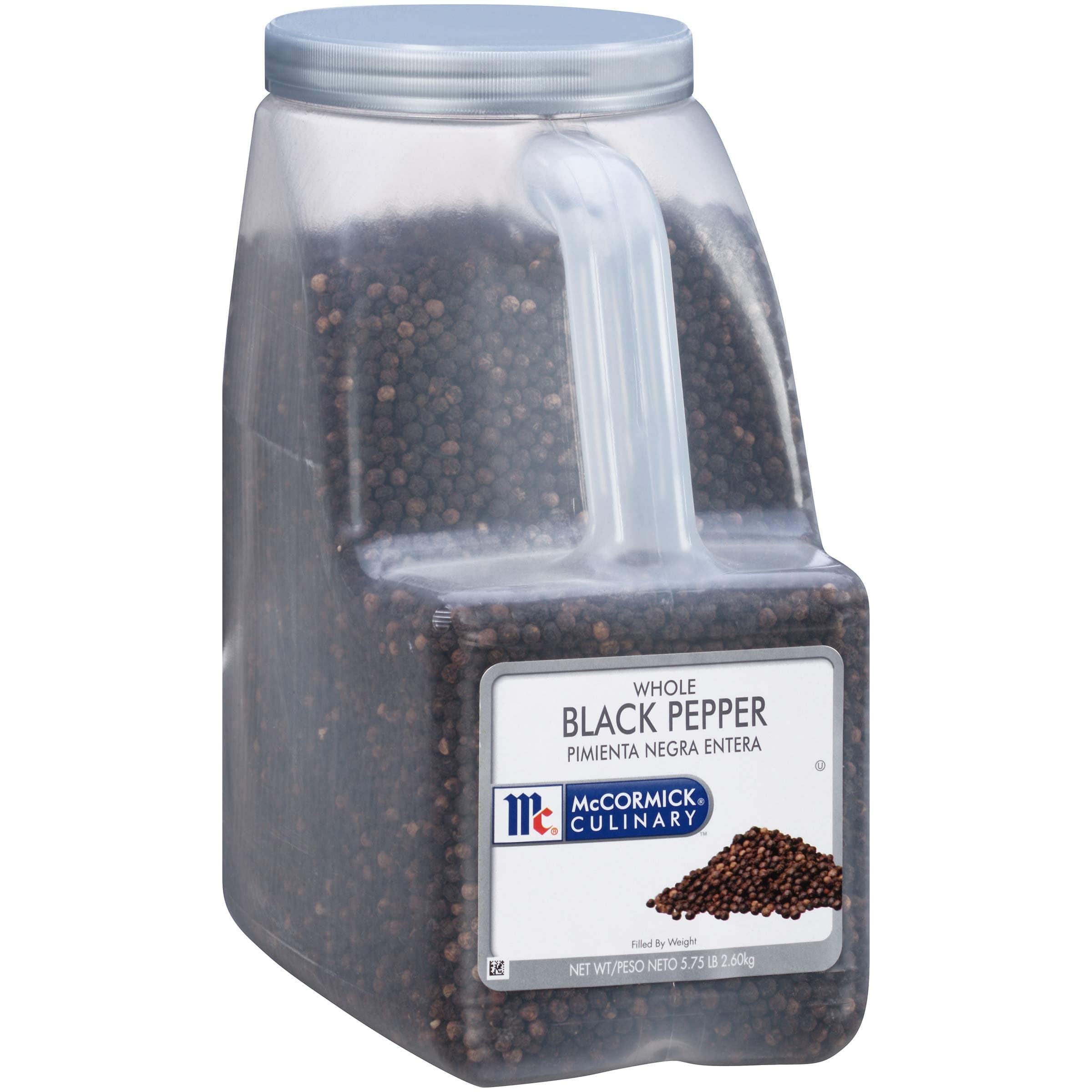 - McCormick Culinary Whole Black Pepper, 5.75 lb - One 5.75 Pound Container of Whole Black Peppercorns for Pepper Grinder, Great in Soups, Rubs, Salads and More