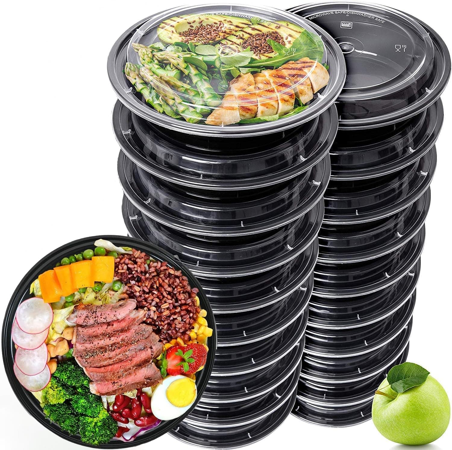 20 Pack Meal Prep Containers Reusable-BPA Free 32 Oz Food Storage Containers with Lids - Reusable Plastic Containers with Lids - Microwave,Freezers & Dishwashers Safe Salad Lunch Box