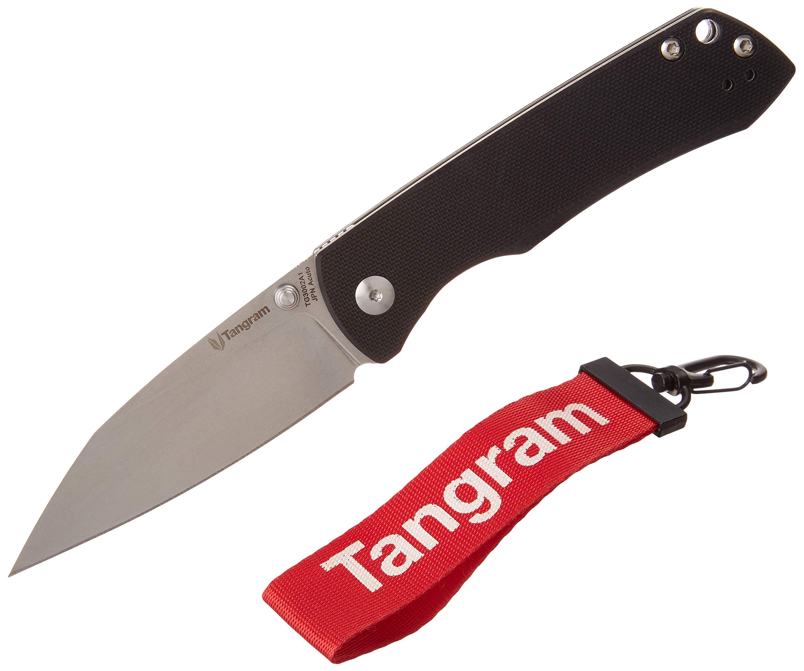 TANGRAM Folding Pocket Knife 3.35 inches Drop Point Sharp Blade Liner Lock Black G10 Handle Knife,AZO Santa Fe TG3002A1