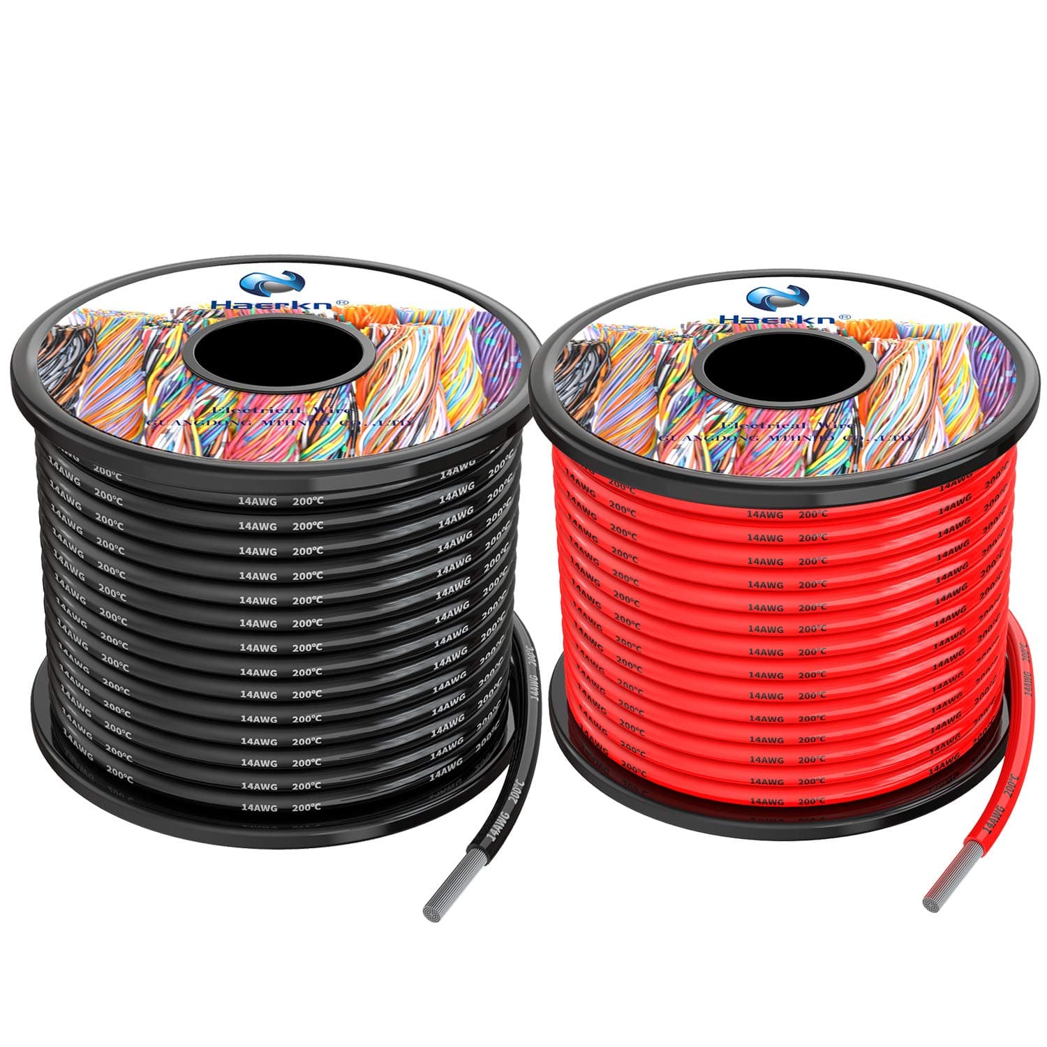 14 awg Silicone Electrical Wire Cable 66ft [Black 33ft Red 33ft] 14 Gauge Separete Wire Hook Up Oxygen Free Stranded Tinned Copper Wire High Temperature Resistance Spool