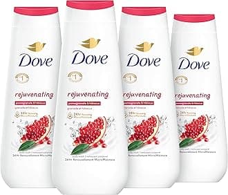 Body Wash Rejuvenating Pomegranate & Hibiscus 4 Count for Renewed, Health Care, Skin Cleanser with 24 Hour Renewal MicroMoisture 20 oz