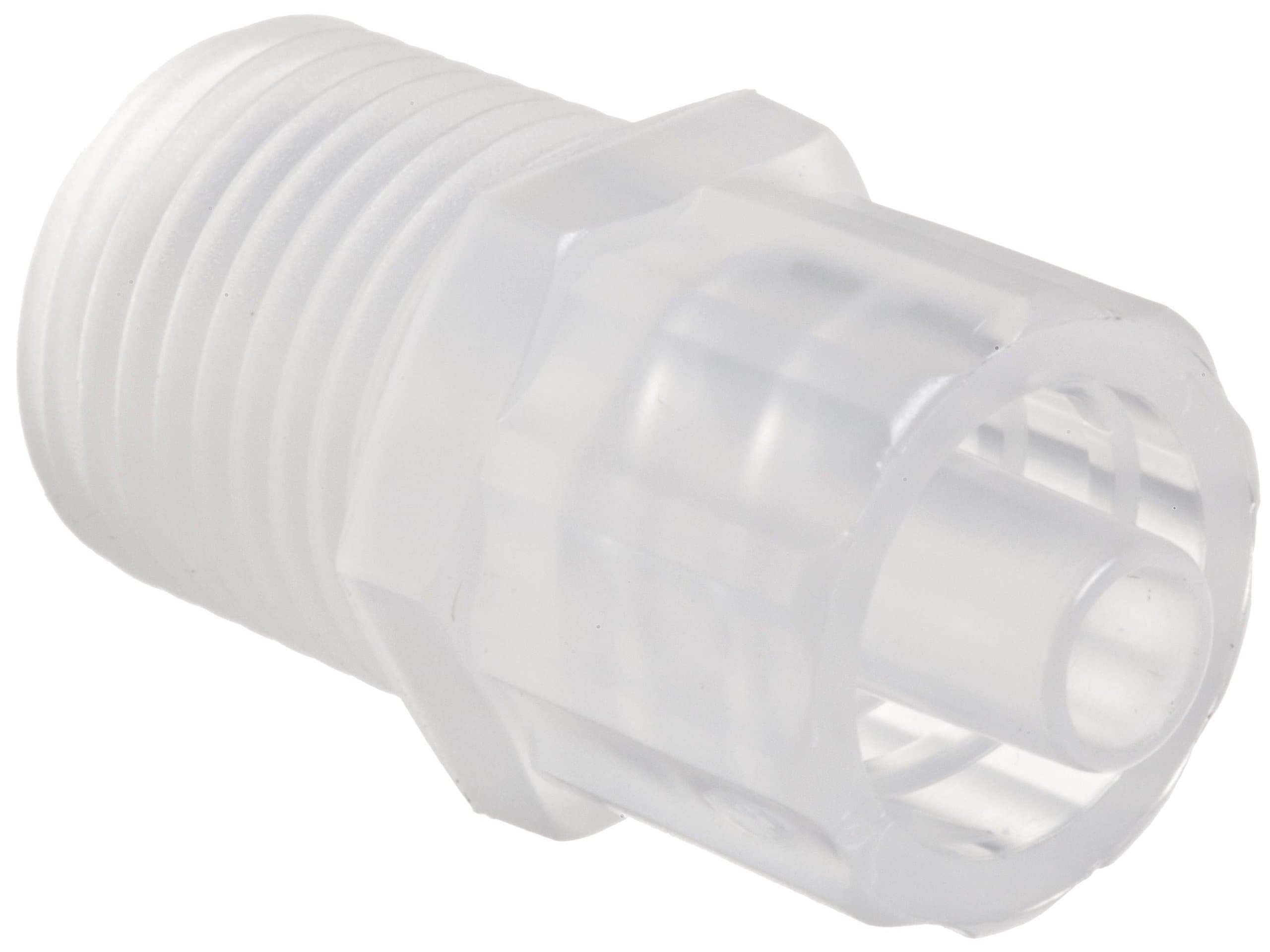 Value Plastics 18MTLL-6 Male Luer Integral Lock Ring with 7/16" Hex to 1/8-27 NPT Thread, Natural Polypropylene (25-Pack)
