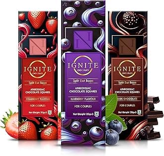 MBDH Wellness Ignite Chocolate Bars for Couples - Dark Chocolate, Blueberry & Strawberry Flavors - Favorable Treat for Date Night, Valentine's & Special Moments - Supports Wellness, Balance & Energy