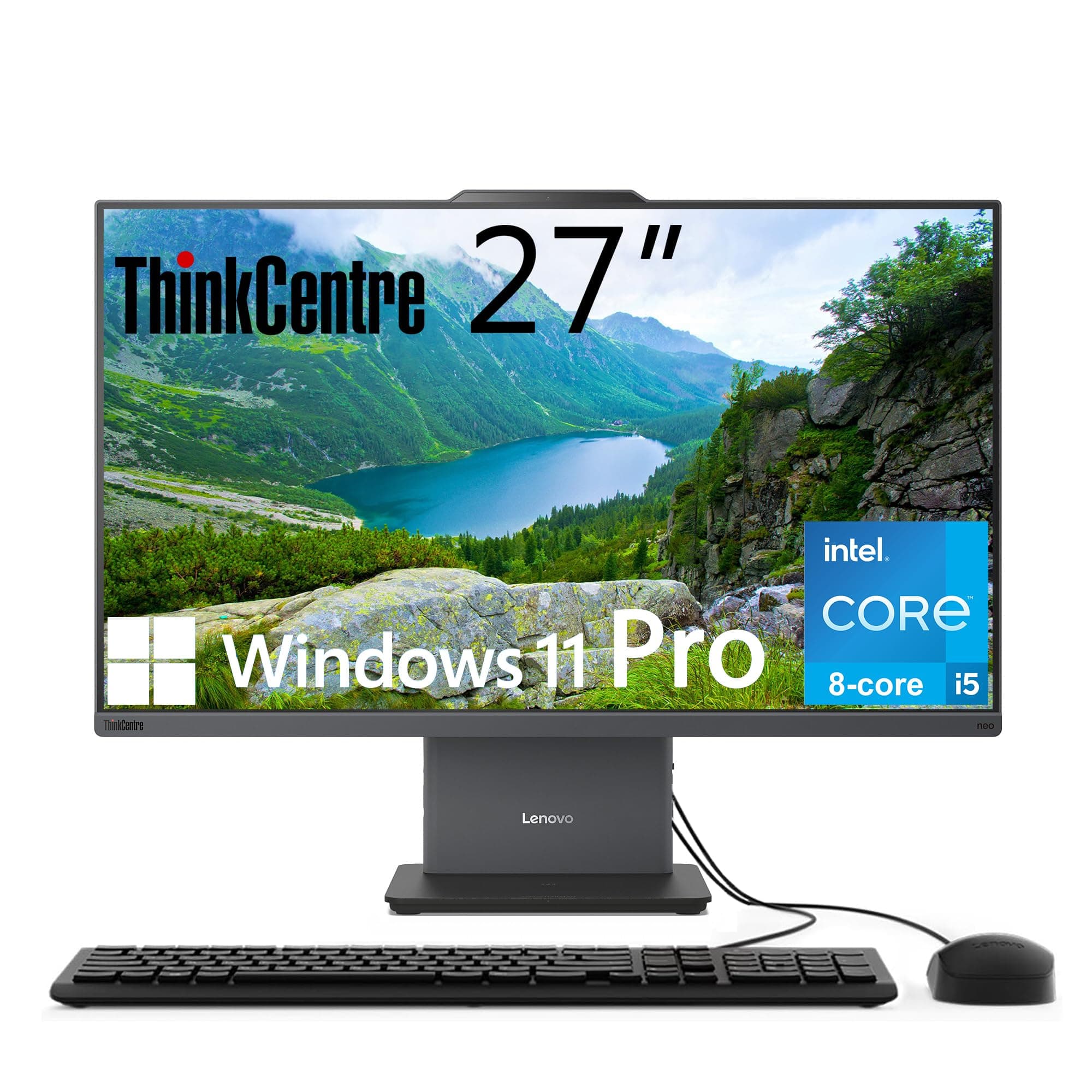 Lenovo ThinkCentre All-in-One Desktop Computer, 27" FHD IPS Display, 8-core Intel Core i5-13420H, 16GB DDR5, 512GB SSD, Wi-Fi 6, USB-C, HDMI in&Out, Wired KB&Mouse, Windows 11 Pro