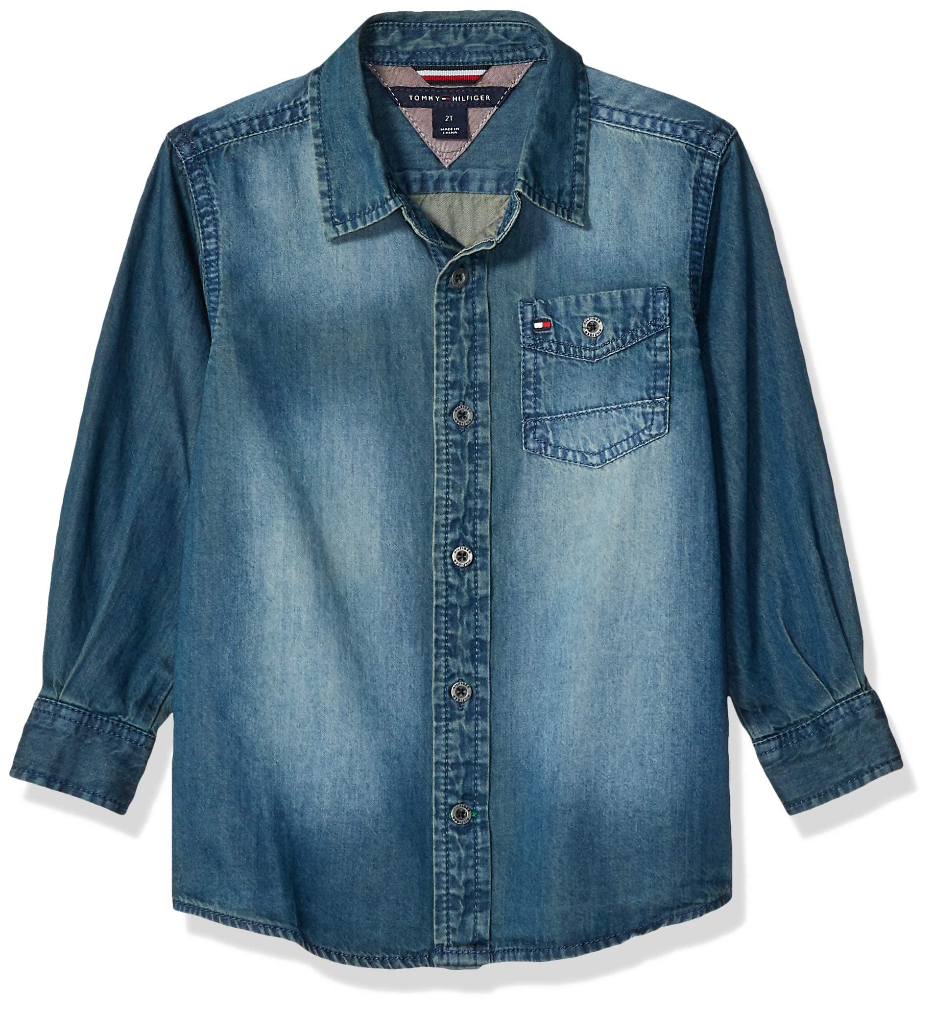 Boys' Long Sleeve Maxwell Printed Denim Shirt