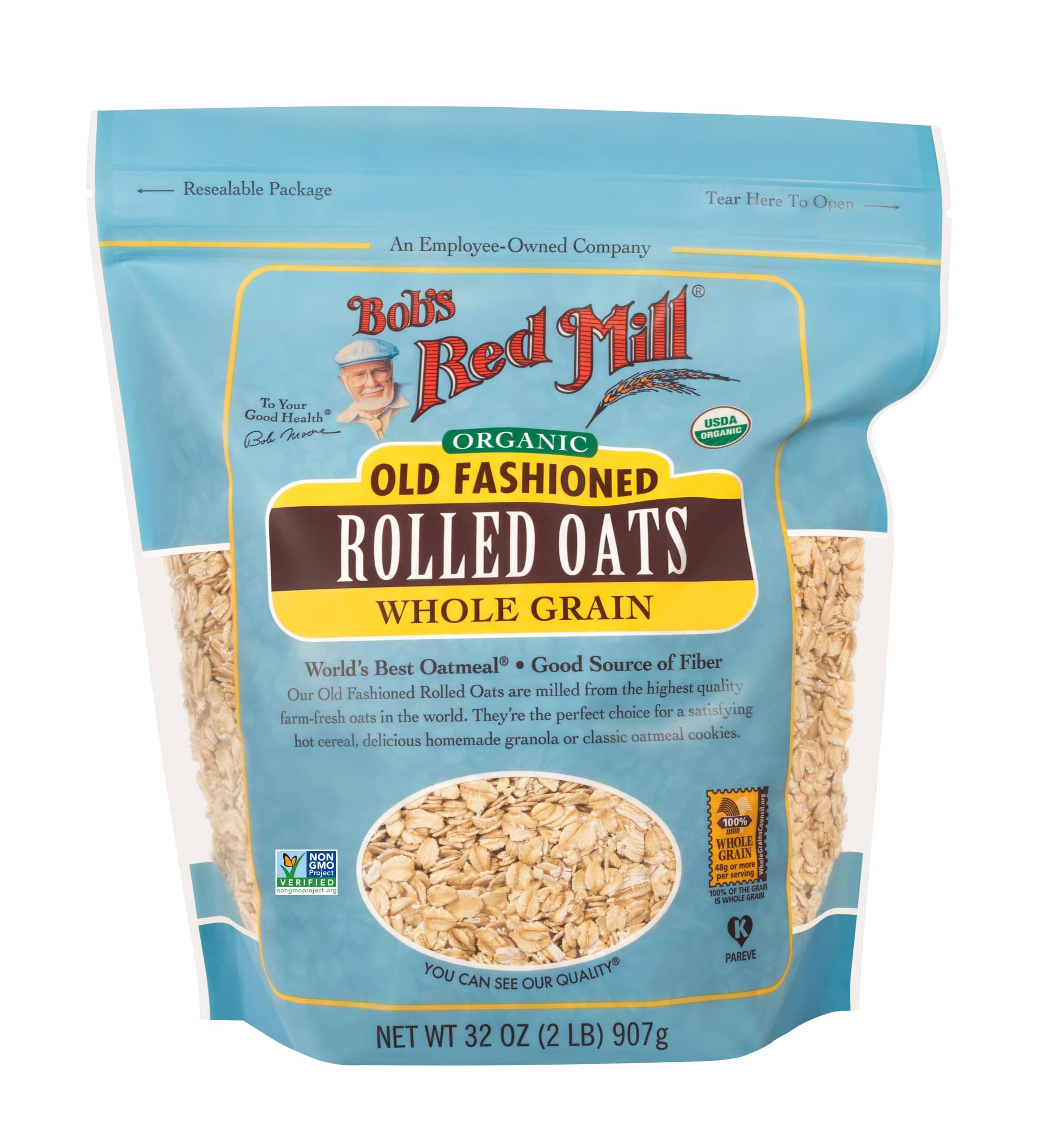 Bob's Red Mill Organic Old Fashioned Rolled Oats, 32oz (Pack of 1) - Non GMO, Whole Grain, Vegan, Kosher