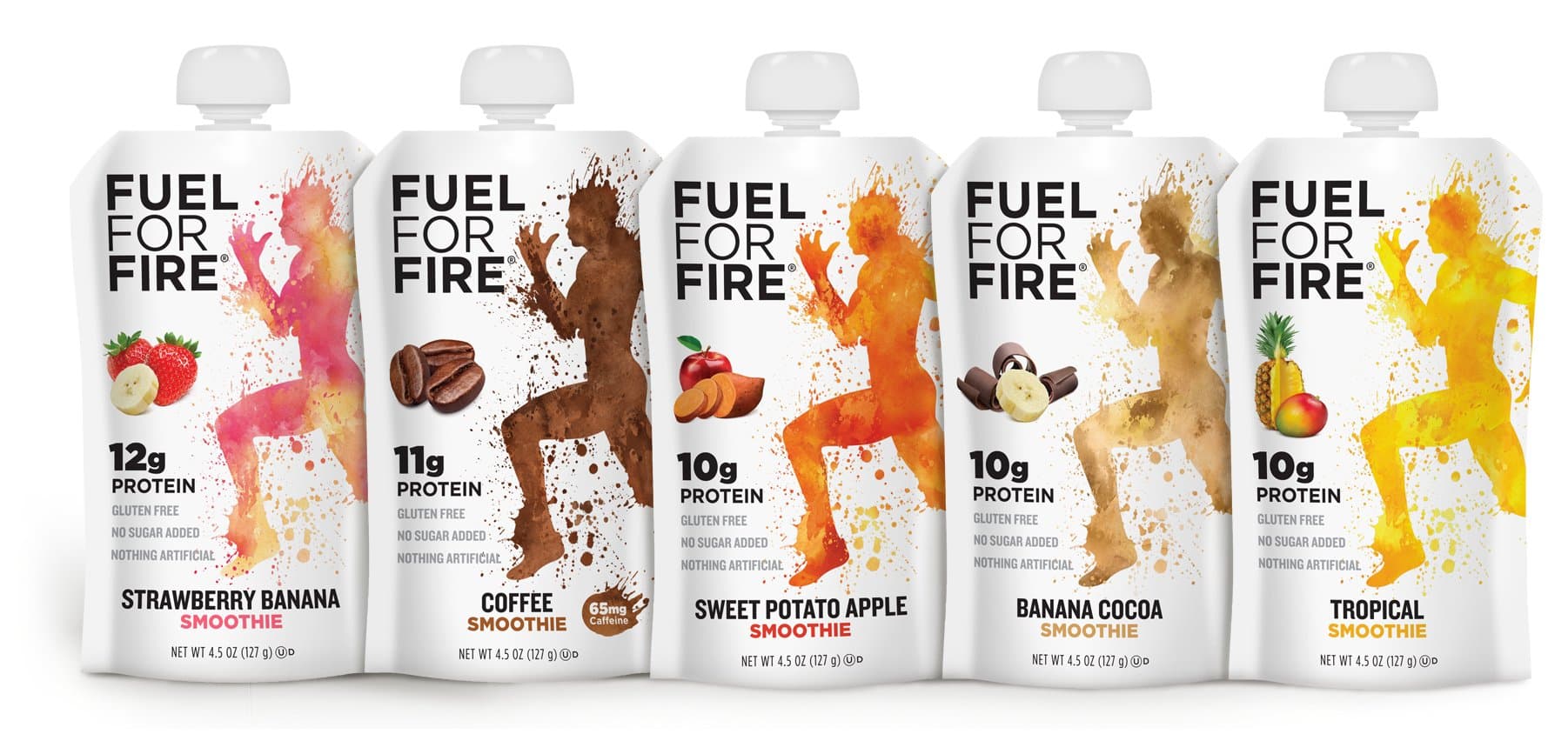 Fuel For Fire - Variety Pack (20 Pack) Fruit & Protein Smoothie Squeeze Pouch | Perfect for Workouts, Kids, Snacking - Gluten-Free, Soy-Free, Kosher, No Added Sugar (4.5 ounce pouches)