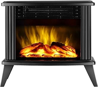 DONYER POWER Mini Electric Fireplace Tabletop Portable Heater,14.8'' (Black, Metal)