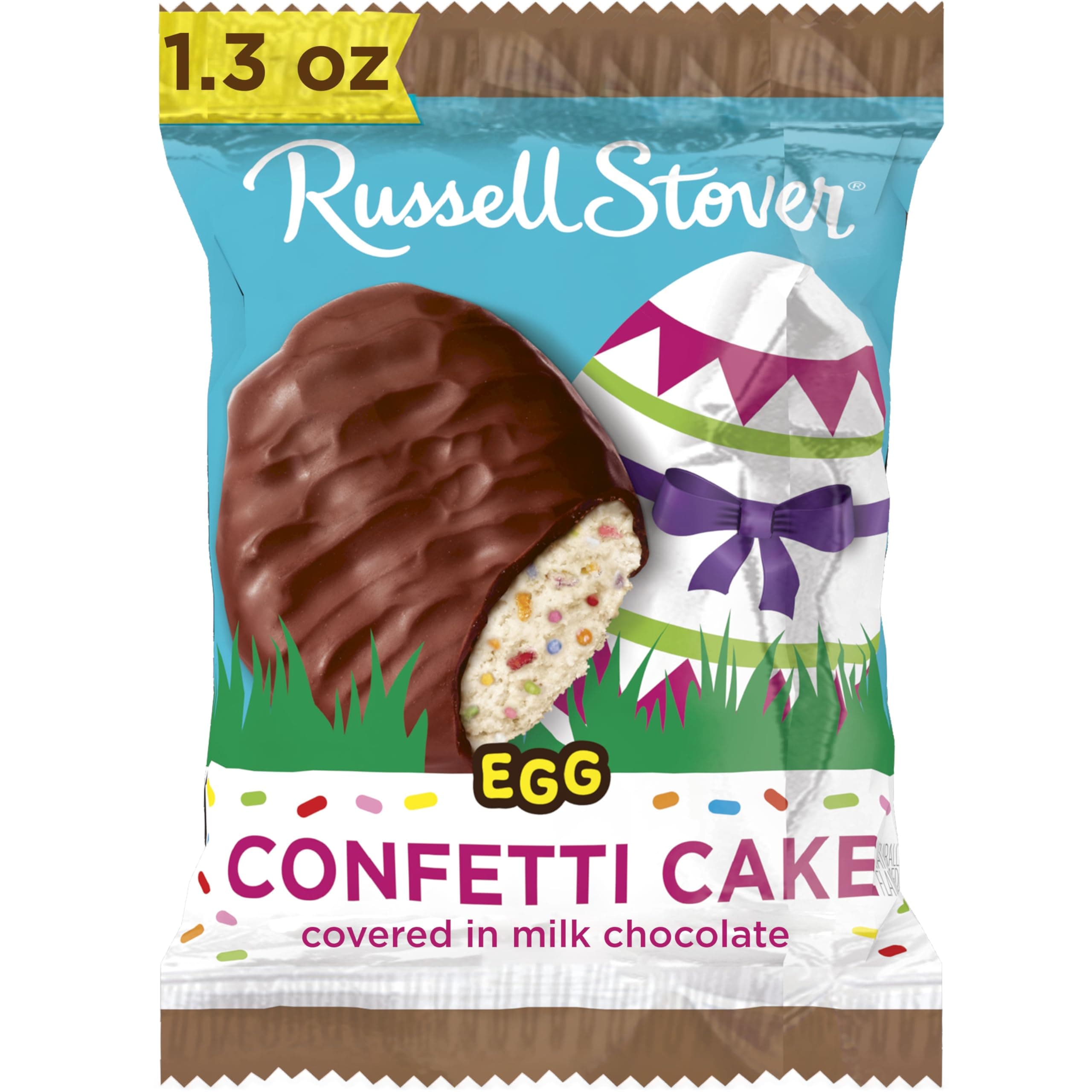 Russell Stover Easter Milk Chocolate Confetti Easter Egg, 1.3 oz each (Pack of 18)