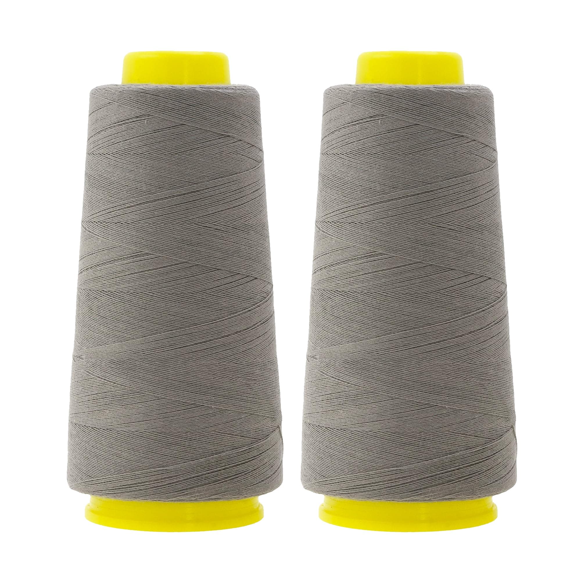 Mandala Crafts Gray Thread Cones for Machine and Hand Quilting - 2400 Yds 50 WT Multiple Purpose Mercerized 100% Cotton Threads for Sewing Machine Serger Embroidery