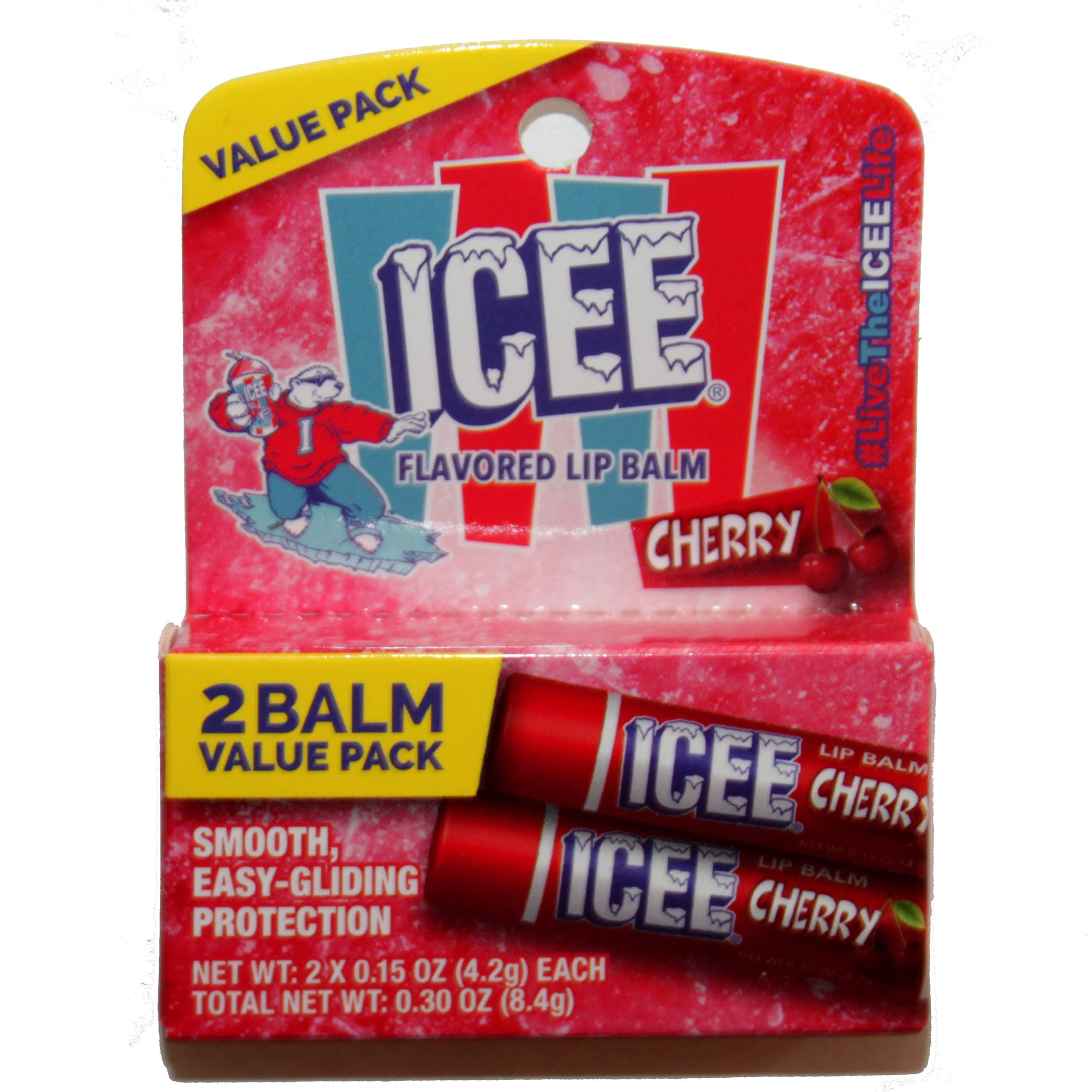 (1) Pack ICEE Cherry Flavored Lip Balm Sticks - 2 Sticks per Pack - Net Wt. 0.30 oz / 8.4 g Net Wt. 0.07 oz