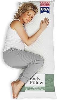 Snuggle-Pedic Long Body Pillow for Adults - Big 20x54 Pregnancy Pillows w/Shredded Memory Foam & Bamboo Cooling Pillow Cover - Cuddle Pillow for Bed, Firm Maternity Side Sleeper Pillow Insert to Hug