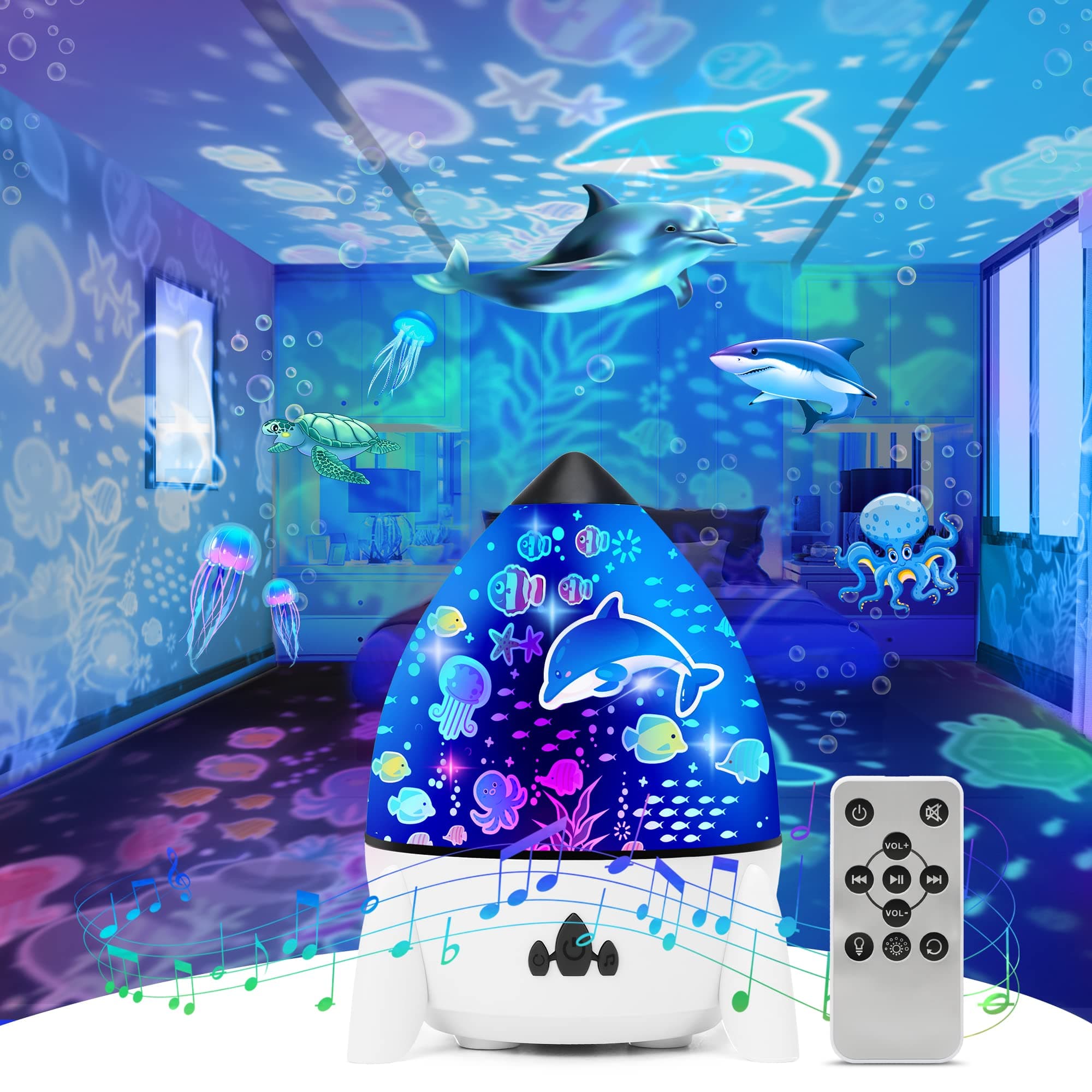 Night Light Projector for Kids - Star Light Projector for Bedroom, 7 Lighting Modes Mood Lights for Baby Boys Girls Teens Adults Children Room, with Remote Control and 8 Sets of Film