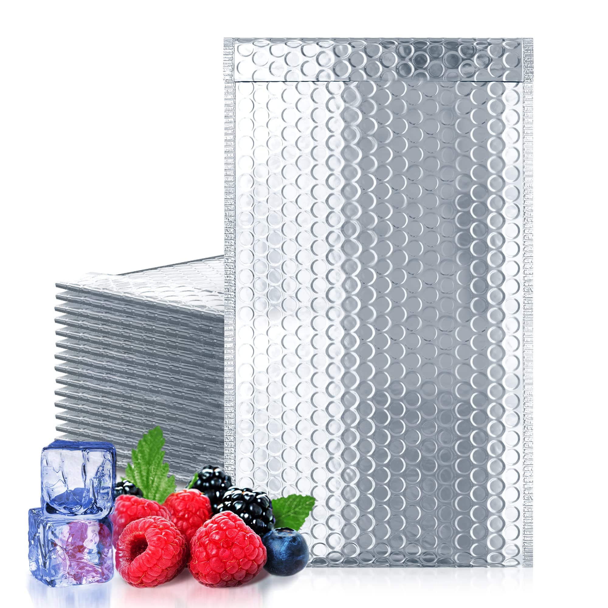 Silver Thermal Bubble Mailer, 6.5 x 10.5 Inches. 25 Pack Metallic Bubble Mailers. Self-Seal Metallic Bubble Envelope. Waterproof Insulated Shipping Envelopes for Food, Cosmetics