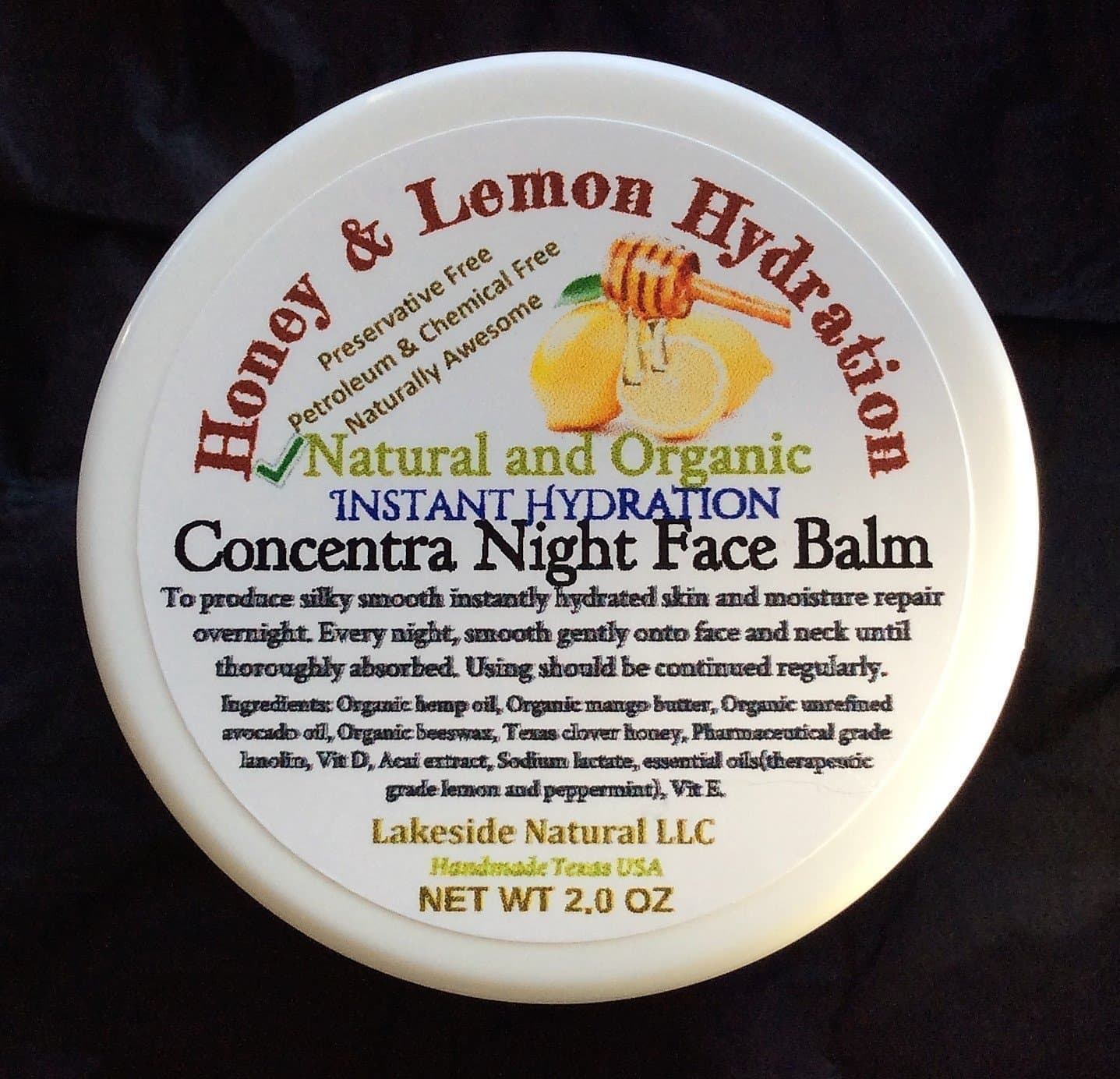 Zero Aqua Concentrated Instant Hydration Night Face Balm - Honey and Lemon Face Cream Plus Vitamin D3, Acai Extract, Lanolin, and Avocado Oil for Mature and Dry Skin