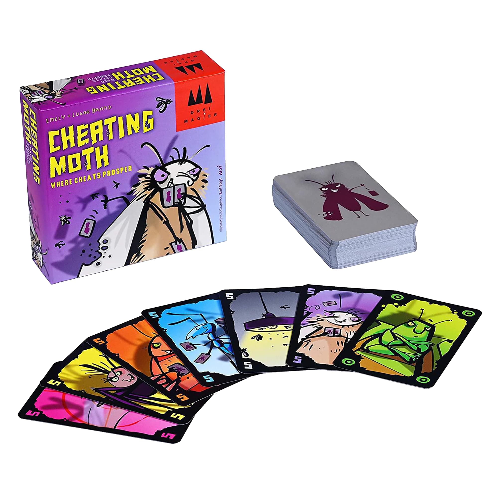 Drei Magier Cheating Moth: Card Game Where Cheating is Required, 3-5 Players, Ages 8+