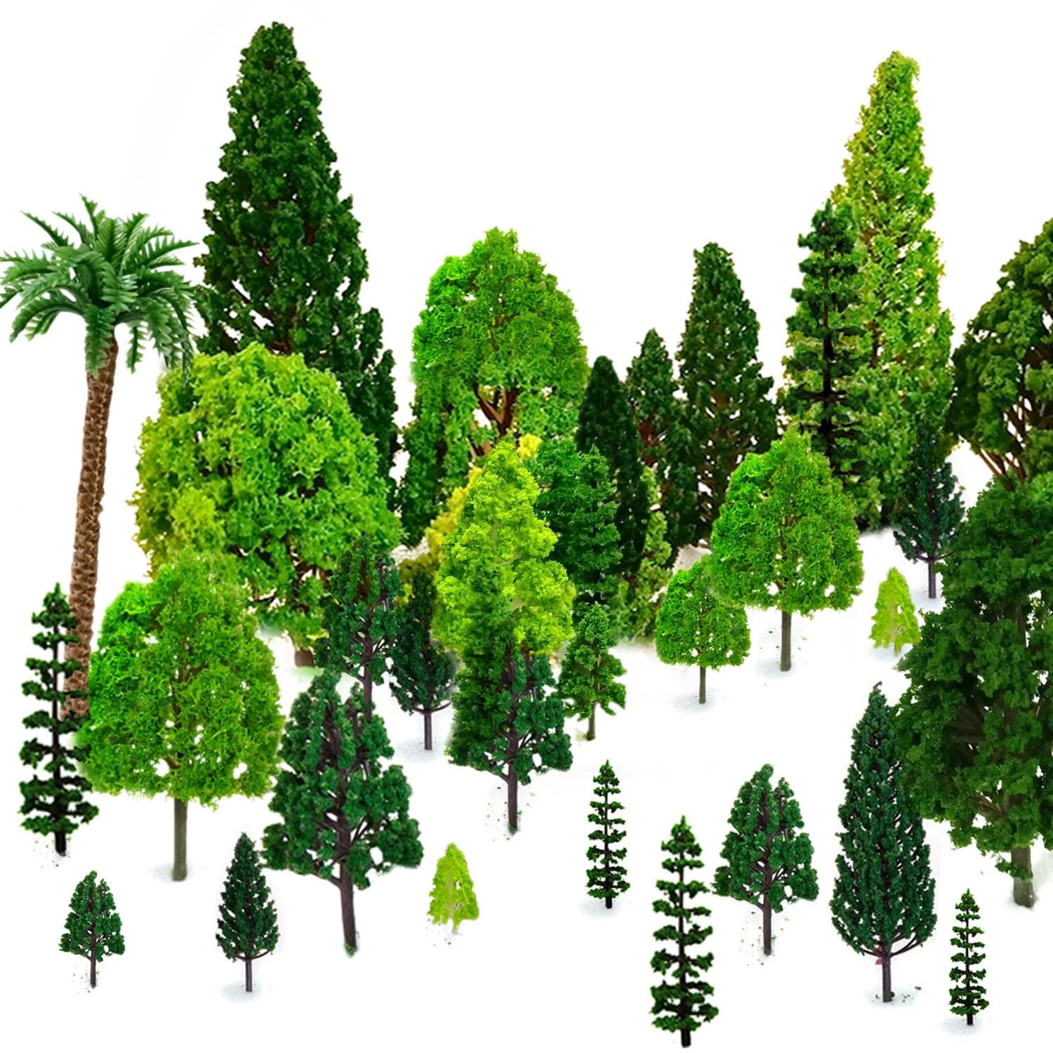 Mixed Model Trees, 29pcs, 1.5-6 inch(4-16 cm), Ho Scale Bushes, Diorama Supplies, Plastic Trees for Projects, Model Train Scenery with No Bases