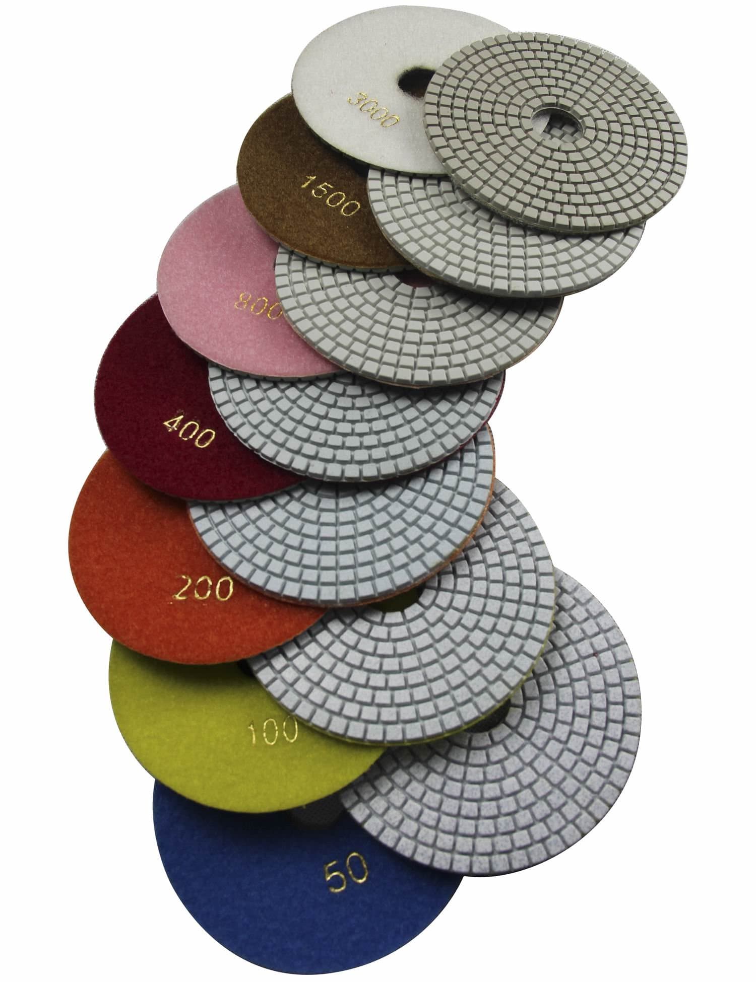 Wet 6" 7-Step Diamond Polishing Pads Flexible Sanding Tools Discs Buff