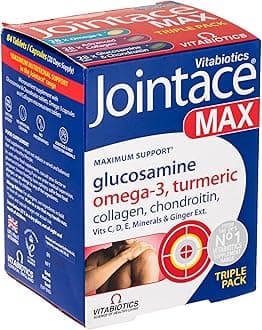 Jointace Max 56 Tablets + 28 Capsules| Triple Combination: Glucosamine Chondroitin, Omega-3 and Collagen | Max 3-in-1 Support: Collagen Formation - Connective Tissues & Bone Health