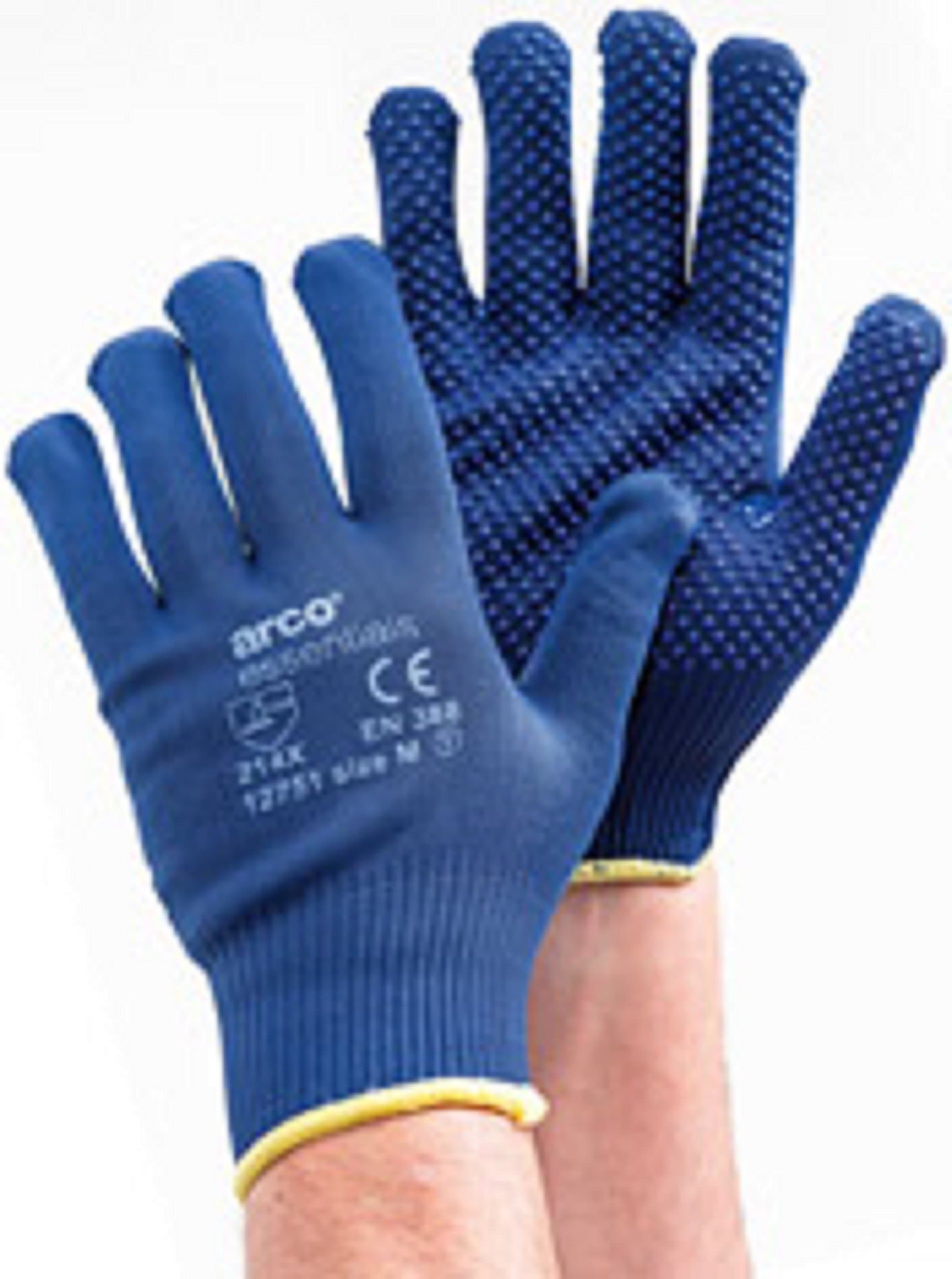 12 X ARCO ESSENTIALS GRIP LIGHT DOTTED GLOVES (SMALL)