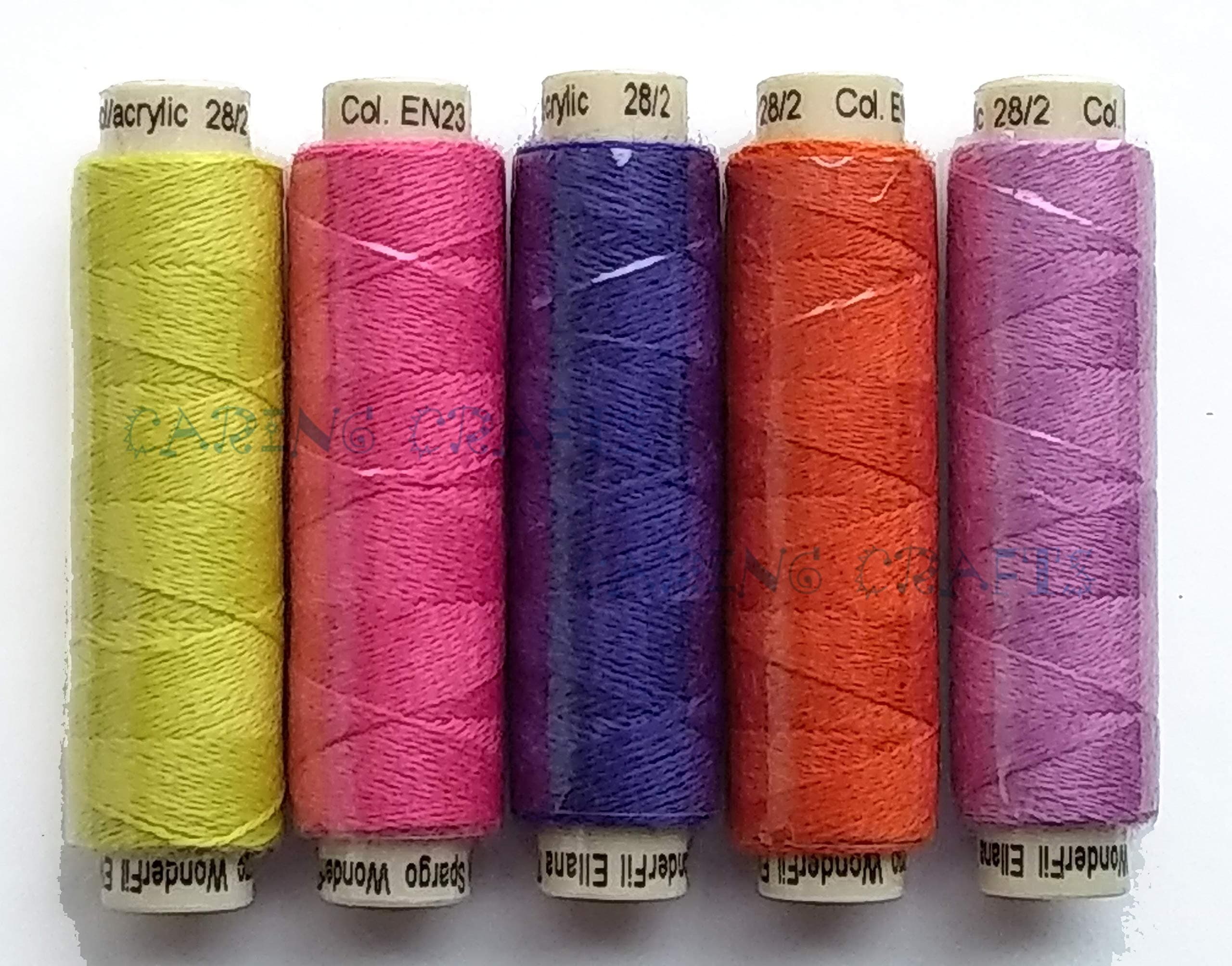 Sue Spargo Ellana Wool Blend Thread for Embroidery - Five 70-Yard Spools, Matches The ''Flower'' Colorway 2 Wool Applique Pack