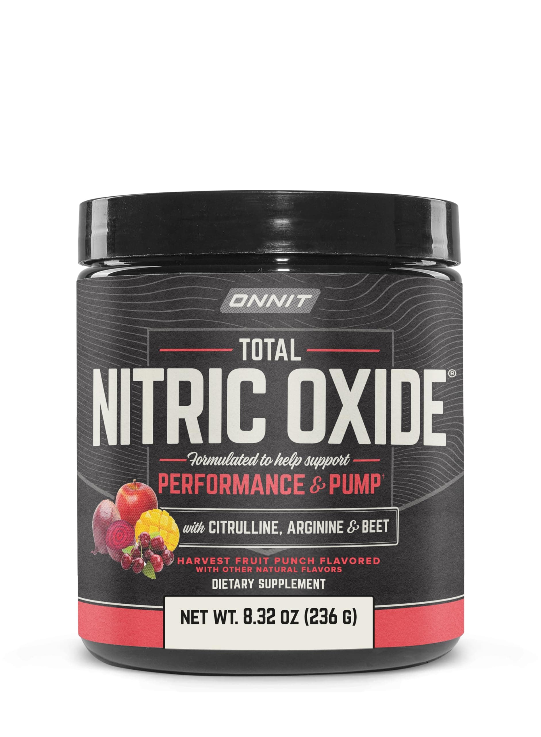 ONNIT Total Nitric Oxide Exercise Performance Powder, IGEN Non-GMO Tested Dietary Supplement for Muscle Performance and Recovery, NO3-T Arginine Nitrate, Harvest Fruit Punch Flavor, 20 Servings