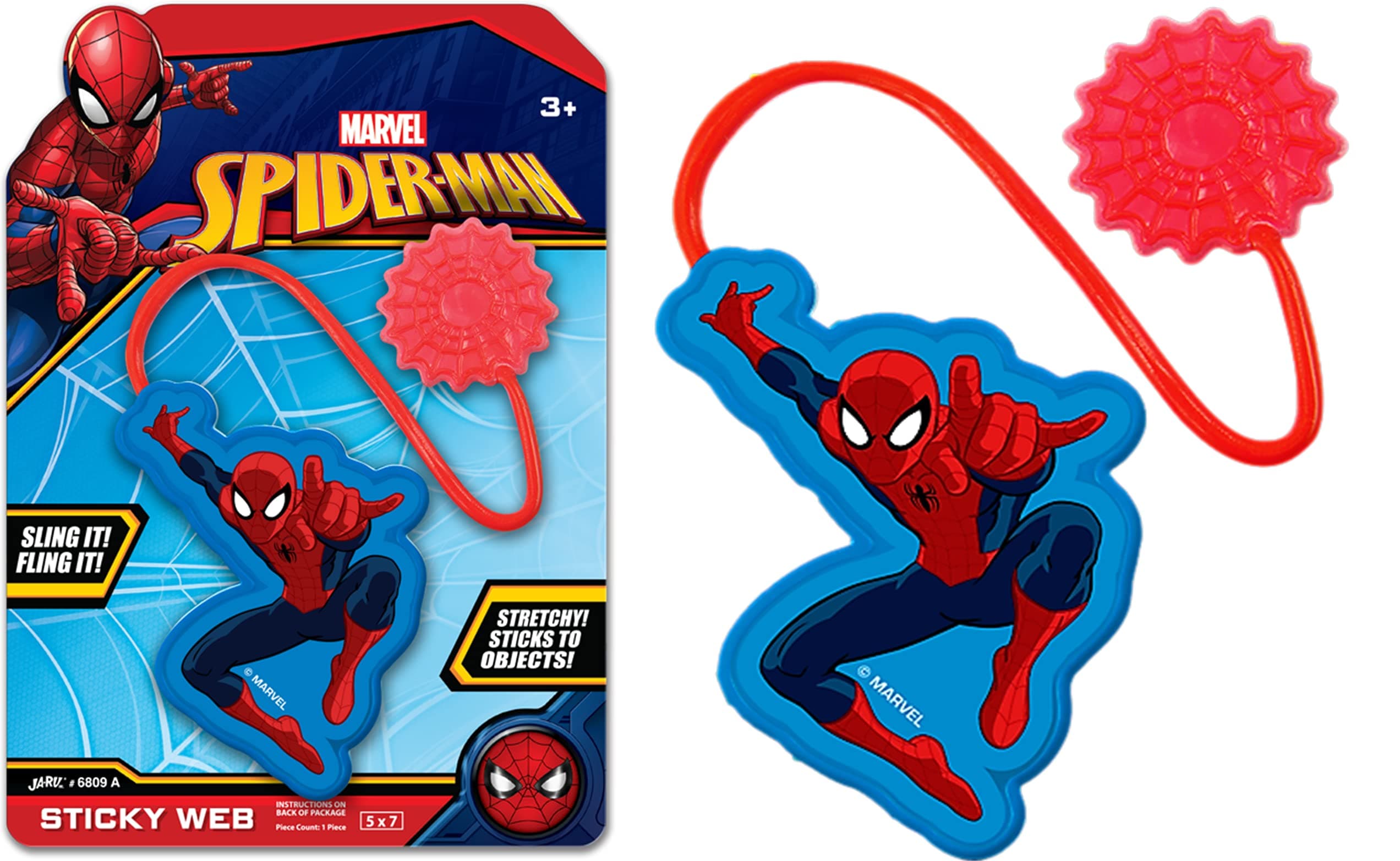 JA-RU Marvel Spiderman & Hulk Sticky Hands Stretchy Snap Toys (1 Spiderman Pack) Superheroes Stretchy Hands Birthday Toy Supplies for Kids, Pinata Filler, Bulk Toys, Stocking Stuffers. A-6809-1