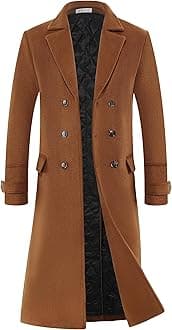 APTRO Men's Luxury Full Length Trench Coat Long Wool Overcoat Winter Windbreaker