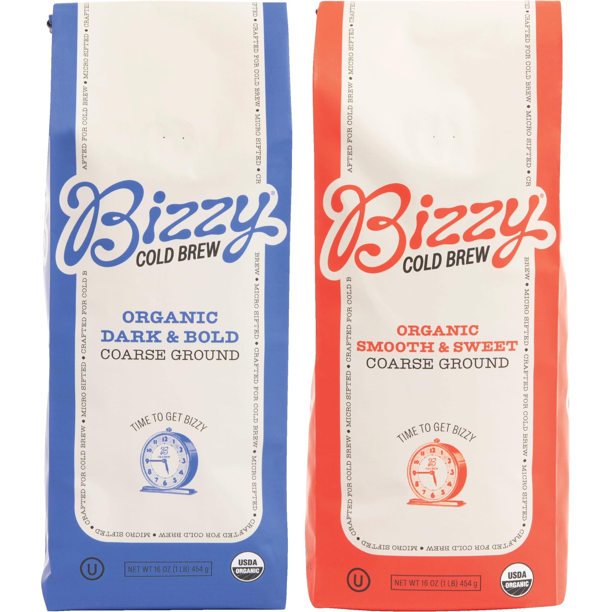 Organic Cold Brew Coffee | Bundle | Coarse Ground Coffee | Smooth & Sweet 1 LB + Dark & Bold 1 LB | 2 Pack