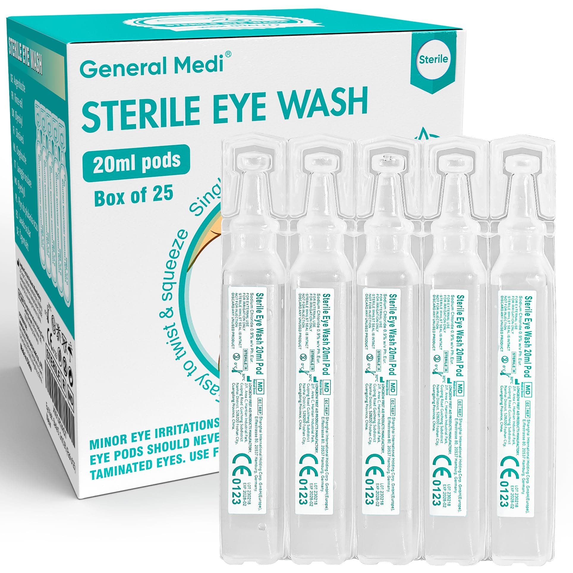 Eye Wash - Sterile Saline Solution 20ml/0.9% (Pack of 25)