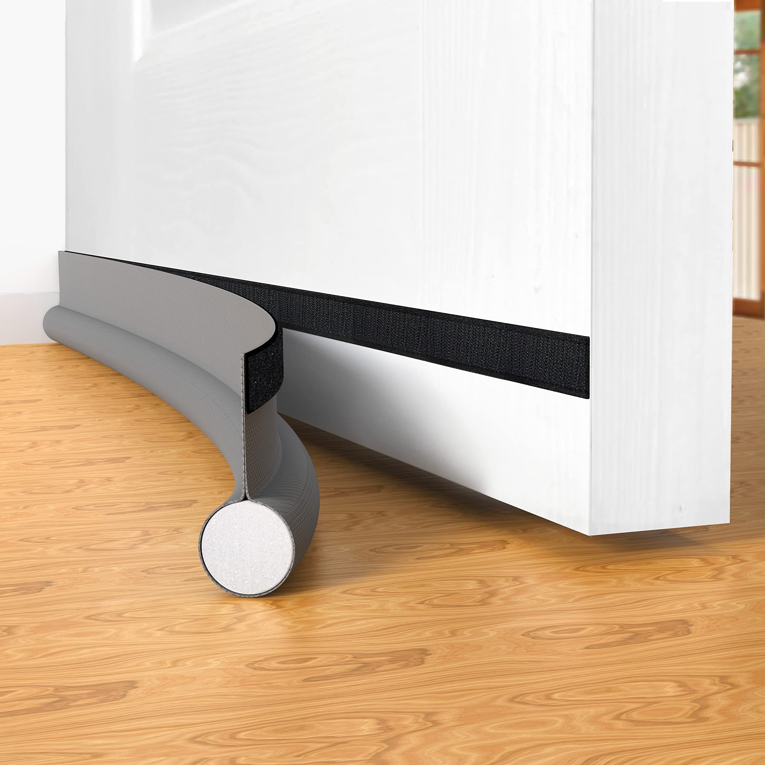 Door Draft Stopper Bottom One Sided Door Draft Blockers,37" Cutable Under Door Draft Blocker Insulator Door Sweep Weather Stripping Soundproof,Fits for Interior/Exterior Doors,1 Pack,Gray