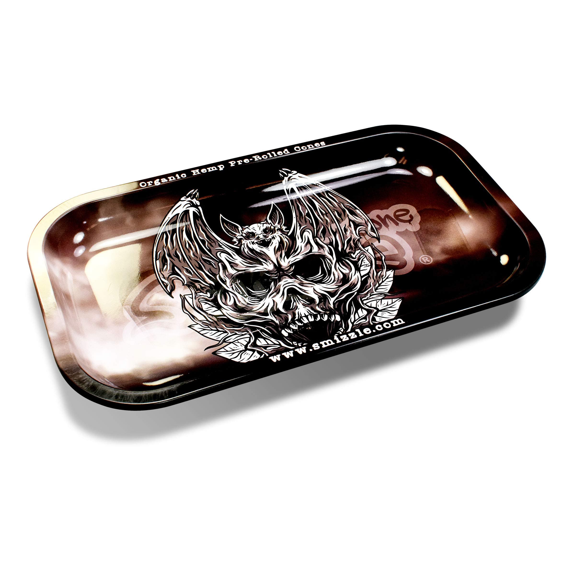 SmizzleMedium Rolling Tray - Bat Skull (Black/Gold) 10.75 x 6.25