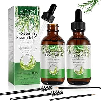 Rosemary Oil for Hair Growth 2 Pack, Pure Rosemary Essential Oil for Eyelashs, Eyebrows, Face, Skin Care, Body Massage, Aromatherapy, Hair Loss Treatment, Nourishes The Scalp,Improve Blood Circulation