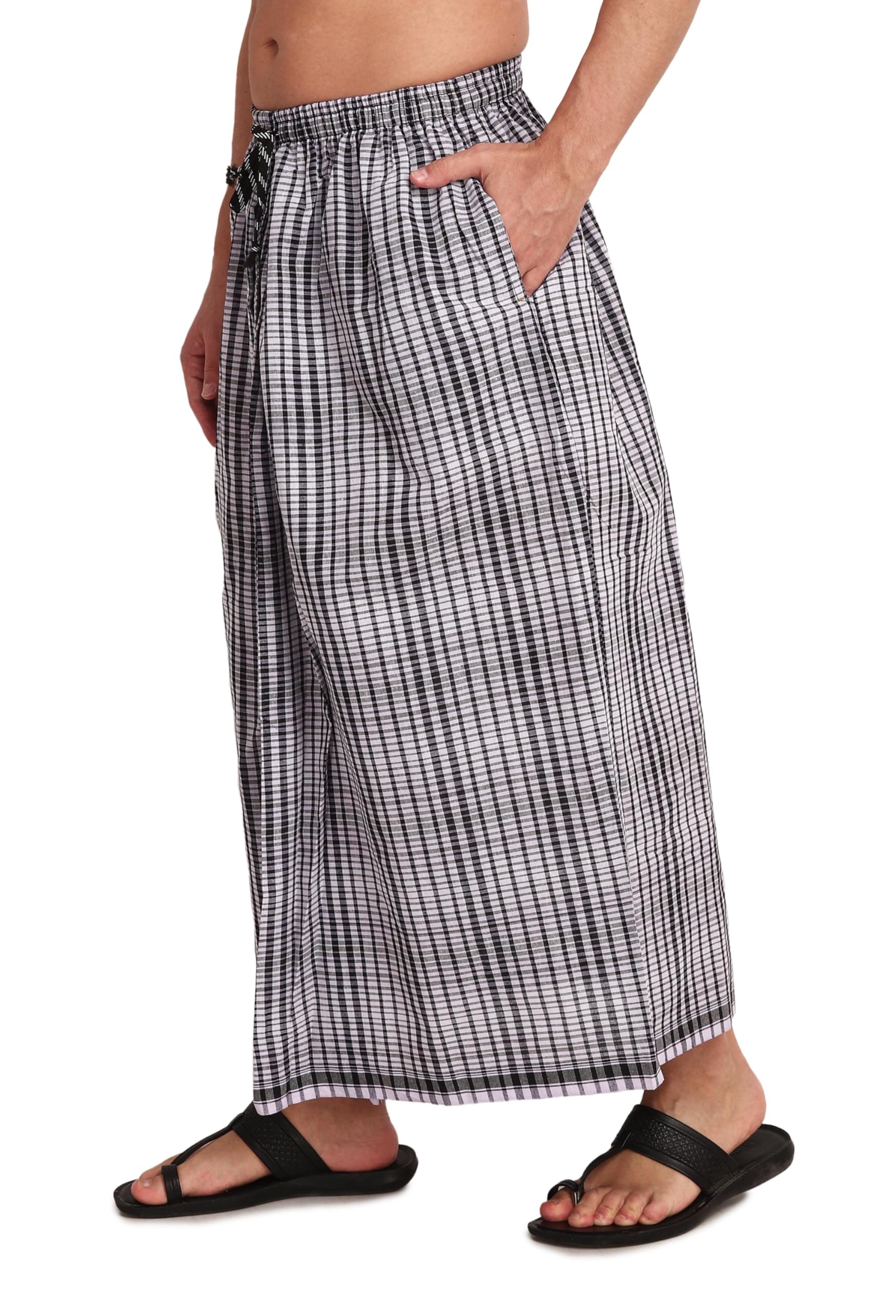 Elastic Premium Cotton Lungi With Dual Packet Pack Of 1