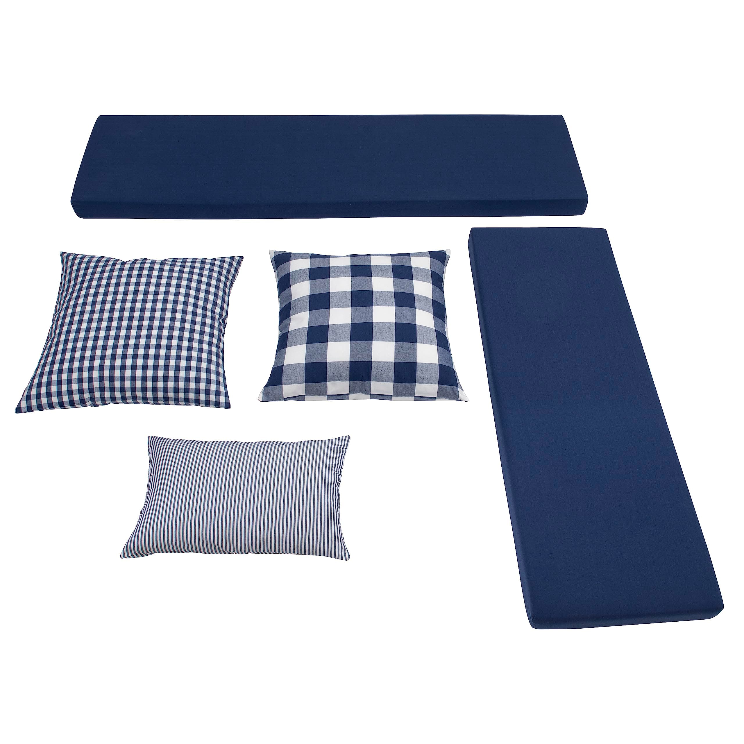 LinonNavy Blue 2 Piece Cushion Set with 3 Coordinating Accent Pillows Fits Harris Nook Collection 5 Count